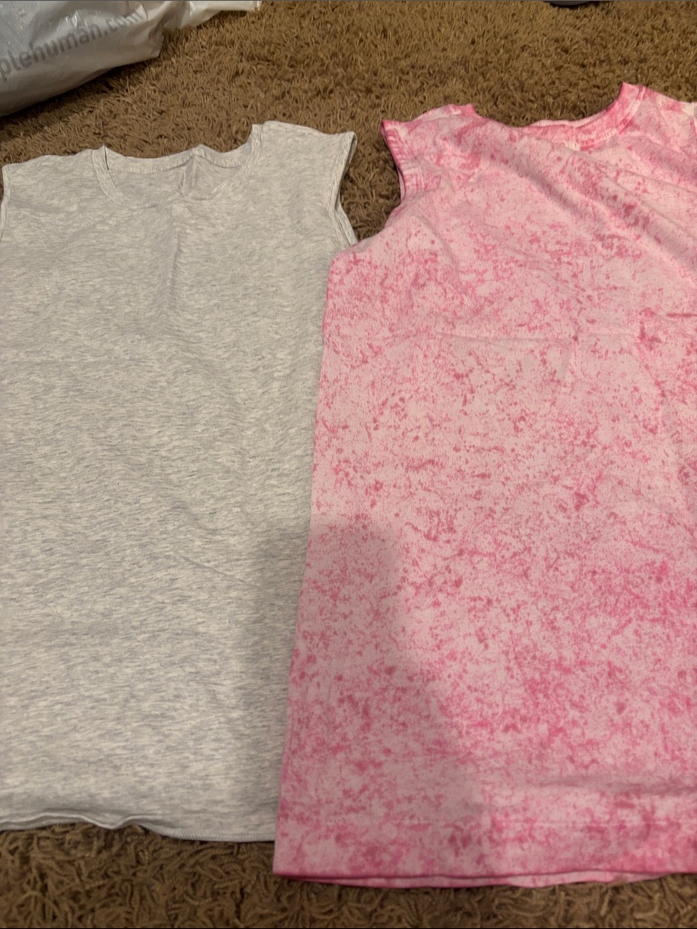 Woman’s Pink Marble Print & Light Gray muscle tanks